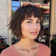 64 Chic Short Bob Haircuts with Bangs Short Bob With Short Fringe, Bob With Micro Fringe, Short Textured Bob With Bangs, Micro Bob With Bangs, Parisian Bob Round Face, Wavy Short Hair With Bangs, Short Bangs Short Hair, Short Bangs Hairstyle, Bob With Short Bangs