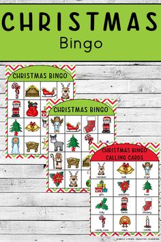 christmas bingo game for kids to play in the holiday themed area with matching numbers and pictures