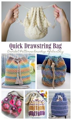 crochet drawstring bag and other free patterns for making it in any size