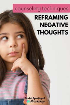 Many students you see for counseling struggle with negative thinking patterns. Teach them how to reframe those thoughts and change their outlook with a simple step by step process. This CBT strategy is perfect for school counselors seeing students struggling with anxiety or anger management. College Psychology, Thoughts For Kids, Reframe Negative Thoughts, School Counsellor, Counseling Techniques, Thinking Patterns, Cbt Therapy, Emotions Activities