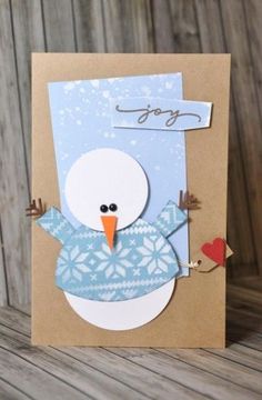 a card with a snowman on it