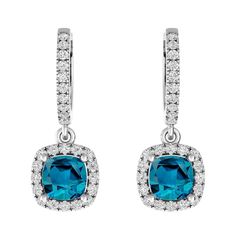 Cushion London Blue Topaz and White Topaz Gemstones create a beautiful gift for her. The Earrings features Round White Topaz. Crafted in Silver. Elegant Sapphire-colored Topaz Earrings, Elegant Sapphire Color Topaz Earrings, Elegant Sapphire Earrings With Topaz, Gift Blue Topaz Earrings With Diamond Accents, Topaz Anniversary Earrings With Gemstone Accents, Elegant Topaz Jewelry With Halo Design, Fine Jewelry Topaz Earrings With Gemstone Accents, Fine Jewelry Topaz Earrings For Wedding, Sapphire Blue Topaz Earrings For Wedding