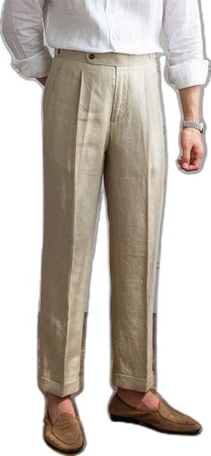 Casual Beige Straight Dress Pants, Cream Fitted Pants With Straight Hem, Fitted Cream Pants With Straight Hem, Khaki Straight Dress Pants For Summer, Beige Straight Dress Pants For Summer, Tailored Brown Straight Pants, Casual Beige Straight Leg Dress Pants, Brown Relaxed Fit Dress Trousers, Summer Khaki Straight Dress Pants