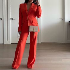 Like New ! Blazer: Size Small Pants: Size Xs Coral Blazer, Pant Set, Color Orange, Blazer Suit, Pants Set, Suit Jacket, Coral, Jackets For Women, Jackets & Coats