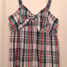 Nwot Cute Everyday Kind Of Dress! Very Versatile! Soft & Comfy! Slightly Fitted On Bust & Flared Out Waist. Wear How You See Fit! Casual Picnic With Flats Or Sandals Or Dress Up With A Pair Of Wedges & Gold Accessories. Either Way Can’t Go Wrong It Has A Bow! Perfect Condition-No Flaws Refer To Photos For Up Close Details Plaid Summer Holiday Dress, Casual Plaid Holiday Dress, Casual Sleeveless Midi Dress For Holiday, Gold Accessories, Dream Closet, Ivy, Red And Blue, Colorful Dresses, Wedges