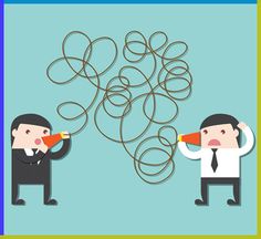 two businessmen are using megaphones to find the best solution for their business problems illustration