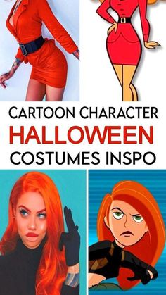 cartoon character halloween costumes in photoshopped with caption that reads, cartoon character halloween costumes inspo