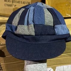 Made Of Cotton % Multi Panic Design With Button On Top Inside Is Solid Blue Cotton Lining. Very Cute Blue Flat Cap One Size Fits Most, Blue Flat Cap - One Size Fits Most, Blue Cotton Flat Cap, Blue Flat Cap One Size, Blue Flat Cap Hat, Trendy Blue Flat Cap, Embroidered Patch Diy, Jean Hat, Burgundy Scarf