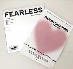 two pieces of paper on top of each other with the word fearless written in it