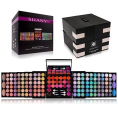 It?s all about that face, so why not amp it up? The SHANY?All About That Face? Makeup Kit may look like a simple cube, but it slides open to reveal something more. This kit houses 126 amazing eye shadows in brights, pastels, and neutral shades.?Each shade has a matte finish. Open the middle compartment and you?ll find a large embedded mirror and 22 true-to-color lip colors with semi-gloss finishes. It even includes makeup applicators. All the makeup in this kit is buildable and incredibly soft.? All In One Makeup, Beginner Makeup Kit, Professional Makeup Kit, Makeup Eyeshadow Palette, Face Kit, Makijaż Smokey Eye, Makeup For Teens, Mini Makeup, Eye Shadows