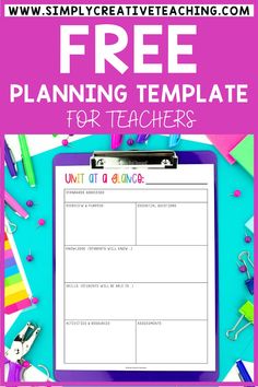 a free printable planner for teachers with text overlay that reads,'free planning template for teachers '