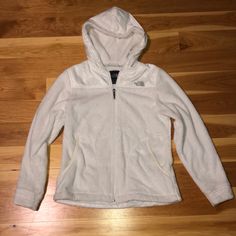 White, Soft, Brand New Condition, Full Zip Jacket W/ Hood. Only Worn A Couple Times. Make An Offer! White Hooded Fleece Jacket For Spring, Fitted White Hooded Jacket For Fall, Casual The North Face Hooded Jacket For Cold Weather, Casual The North Face Hooded Winter Jacket, Casual Cream Fleece Jacket For Spring, White The North Face Outerwear For Cold Weather, The North Face Winter White Outerwear, The North Face Winter White Outerwear For Winter, Casual Spring Outerwear By The North Face