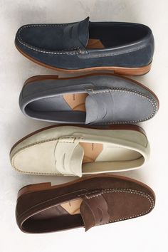 Johnston & Murphy Danbury Penny: Handstitched, comfortable classics. Classic Everyday Leather Shoes With Plain Toe, Fall Leather Shoes With Suede Lining, Casual Leather Loafers With Suede Lining, Classic Suede Leather Shoes With Cushioned Footbed, Classic Leather Shoes With Suede Lining And Plain Toe, Fall Suede Moc Toe Leather Shoes, Fall Suede Leather Moc Toe Shoes, Casual Leather Shoes With Suede Lining, Leather Loafers With Goodyear Welt Construction