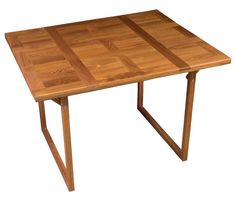 a small wooden table with two legs and a square shaped design on the top, made out of wood