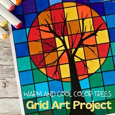 an art project for kids that includes stained glass and crayons to create a tree