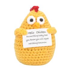 MUCOOS Positive Crochet Chicken Gifts, Crocheted Emotional Support Animal, Soft Wool Knitting Toy Decoration Encouragement Support for Birthday Gifts Room Decor Positive Crochet, Crochet Stuffies, Knitting Toy, Animal Gifts, Crochet Pokemon, Crochet Pieces, Cheer Up Gifts, Chicken Gifts, Yarn Hats