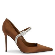 RAQUEL STRAP 105 Glamorous Brown Heels For Formal Occasions, Brown Embellished Party Heels, Chic Brown Embellished Heels, Chic Embellished Brown Heels, Brown Embellished High Heel, Brown Embellished High Heels, Embellished Brown High Heels, Brown Embellished High Heel Shoes, Back Bag