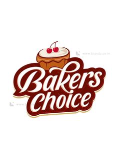 the baker's choice logo with a cupcake and cherries on top,