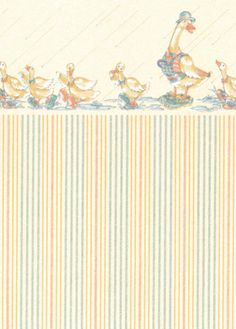 an image of ducks in the rain on a striped wallpaper background with stripes and dots