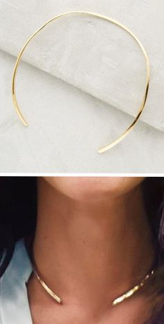 Open Collar Necklace, Open Necklace, Cuff Necklace, Gold Collar Necklace, Minimal Necklace, Golden Necklace, Gold Collar, Blink 182, Gold Necklaces