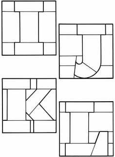 four squares with different shapes and sizes