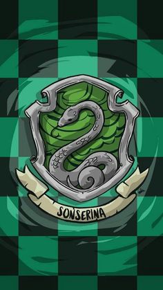 a green and black checkered background with the letter s on it, surrounded by snakes