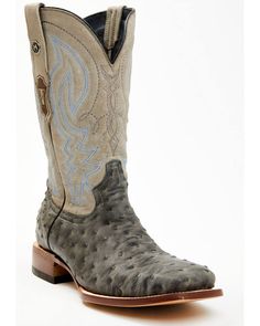 Leather upper Broad square toe Cowboy Boots Men, Boots Outfit Men, Cowboy Boots Square Toe, Roper Boots, Boots Square Toe, Mens Cowboy Boots, Gray Suede, Boots Outfit, Western Boots