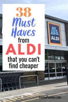 the front of a store with an ad for aldi on it's side