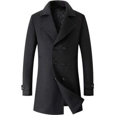 Fabric: 50% Wool + 50% Polyester, Lining: 100% Polyester, Feel Soft And Comfortable Button Closure Dry Clean Only Mens Winter Coats Wool Blend Topcoat Quilted Lined Winter Warm Coat French Woolen Coat Business Down Jacket Trench Coat Thick Walker Overcoat Long Sleeve , Mid-Long Style Windbreaker Trench Pea Coat With Unique Collar Design, Single Button Closure, Two Slant Pockets And Chest Pockets, Casual Cuff On Sleeve, Slim Fit, All Designs Make This Business Woolen Coat Fashion And Easy, Show M Black Slim Fit Outerwear With Pockets, Black Casual Blazer For Business, Casual Black Business Blazer, Slim Fit Long Sleeve Outerwear With Buttons, Slim Fit Office Outerwear With Buttons, Slim Fit Outerwear With Buttons For Office, Black Long Coat With Button Closure, Slim Fit Outerwear With Lapel Collar And Buttons, Slim Fit Outerwear With Buttons And Lapel Collar