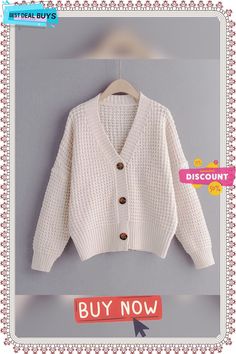 Cardigan Sweater Women Clothes Knitted Fall Sweaters Loose Knitwear, Chunky Cardigan, Button Front Cardigan, Mode Design, Knit Sleeve, Cardigan Sweaters For Women, Beige Sweater, Sweater Women, Winter Clothes