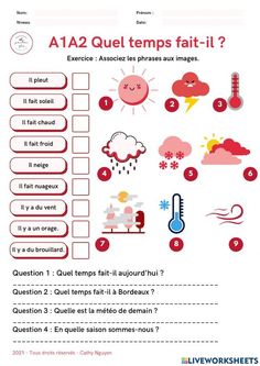 the french language worksheet for kids to learn how to read and understand weather