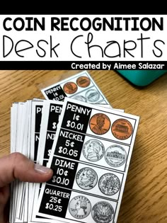 coin recognition desk chart for students to use