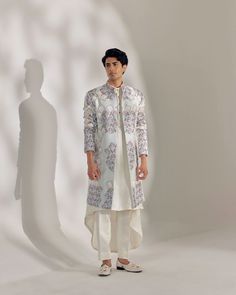 La Vie Sherwani Set: Exuding elegance and charm, perfect for special occasions. Indian Wedding Guest Men Outfit, Sangeet Outfit For Men Western, Jatin Malik, Mens Traditional Wear, Wedding Kurta For Men, Wedding Dresses Men Indian, Pengantin India, Men's Ethnic Wear, Wedding Outfit Men