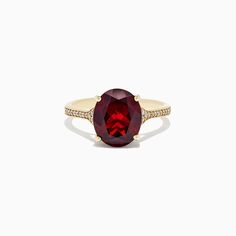 Effy Bordeaux 14K Yellow Gold Garnet and Diamond Ring, 4.76 TCW White Diamond Rings Engagement, Garnet And Diamond Ring, Self Made, Garnet Rings, Garnet Gemstone, Oval Diamond, Gold Yellow, Metal Rings, White Diamond