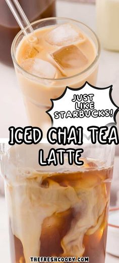 iced chai tea latte with text overlay