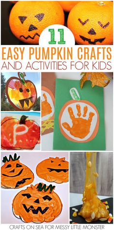 pumpkin crafts and activities for kids that are easy to do with the kids at home