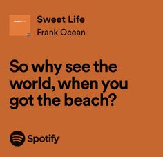 an orange background with the words so why see the world, when you got the beach?