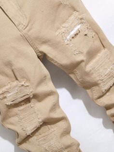 Details:Pocket \nDetails:Zipper \nDetails:Ripped \nClosure Type:Zipper Fly \nColor:Khaki \nPattern Type:Plain \nType:Skinny \nWaist Line:Natural \nLength:Long \nFit Type:Skinny \nFabric:High Stretch \nMaterial:Denim \nComposition:98% Cotton \nComposition:2% Elastane \nCare Instructions:Machine wash, do not dry clean \nPockets:Yes \nBody:Unlined \nSheer:No \n Camo Shoes, Denim Jeans Fashion, Jeans Fashion, Mens Denim, Casual Jeans, Stretch Denim, Mens Jeans, Denim Jeans, Loose Fitting