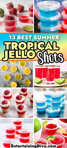 13 Best Summer Tropical Jello Shots | Summer Cocktail Recipes Easy Jello Shots Recipe, Mango Jello Shots, Make Ahead Shots For A Crowd, Birthday Jello Shots, Party Jello Shots, Summer Jello Shots, Malibu Jello Shots, Jello Shots Recipes, Summer Vodka Drinks