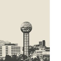 a black and white photo of the space needle