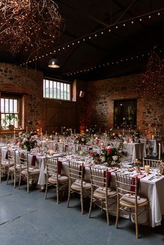 the tables are set up for an event