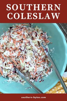 a blue plate topped with coleslaw slaw