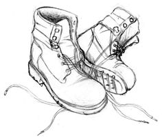 a drawing of a pair of shoes with laces on the outstretches