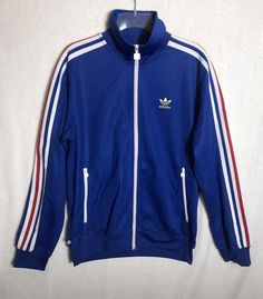 Embroidered Details, Track Jacket, Track Jackets, Favorite Team, Red Gold, Blue Man, Adidas Originals, Stand Up, Zip Pockets