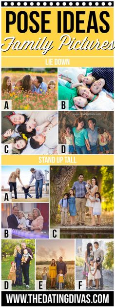 a family photo collage with the words pose ideas