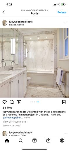 an instagram page for luxury bathroom remodeling