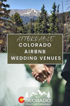 two people holding hands with the words colorado and an image of mountains in the background