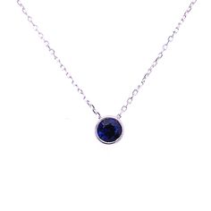 "This elegant Sapphire necklace is beautiful to wear everyday. It has a bezel setting in 14 karat white gold. Chain can be adjusted to 16\" or 18\" length. Necklace is brand new with detailed tags attached. This necklace comes in a beautiful box ready for the perfect gift. 14kt gold: 0.85 gms Sapphire: 0.31 cts Retail Value: $750 Free shipping! Usually ships within 1-2 business days!" White Gold Chain, White Gold Sapphire, Length Necklace, Halo Earrings Studs, Halo Pendant, Solitaire Necklaces, Stylish Watches, Sapphire Necklace, Sapphire Gemstone