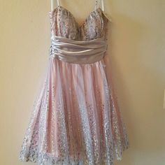 Pink And Sparkly Silver Adjustable Spaguetti Straps Homecoming Midi Dress Very Cute New With Tags Auburn Dress, Silver Midi Dress, Pink And Sparkly, Dresses Windsor, Windsor Dress, White Lace Midi Dress, Gold And Black Dress, Asymmetrical Midi Dress, Velvet Midi Dress