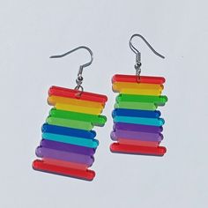 Gorgeous Rainbow Pride Earrings 🏳️🌈 Express your pride with our stunning Rainbow Pride geometric earrings! Made with vibrant colors and modern designs, these earrings are perfect for celebrating love and equality. Get yours now and shine bright with pride!  ️️ Rainbow Hypoallergenic Earrings As Gift, Trendy Multicolor Hypoallergenic Earrings, Playful Rainbow Earrings With Ear Wire, Fun Rainbow Colored Earrings As Gift, Rainbow Drop Earrings With Ear Wire, Trendy Rainbow Hypoallergenic Earrings, Playful Hypoallergenic Rainbow Earrings, Fun Rainbow Drop Earrings, Fun Rainbow Earrings